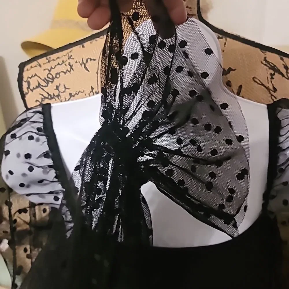 WDIRARA Women's Polka Dots Sheer Bodysuit - Picture 6 of 9